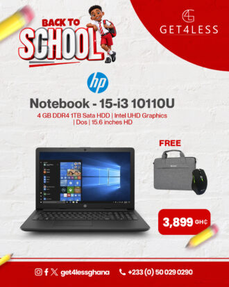 HP Notebook 15 Core i3 G11 4GB RAM 1TB HDD 15.6 Inches with Free Eldo Bag and Mouse