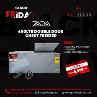 Zara Freezer 450 Litres Double Door Lock Light Silver with Free Eldo Power Strip and Haley Personal Scale