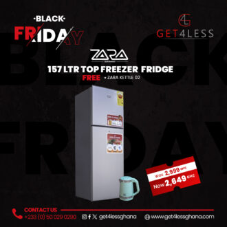 Zara Fridge 157 Litres Top Freezer Lock Dark Silver with free B-ZA-002B kettle