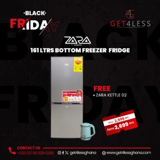Zara Fridge Bottom Freezer 161 Litres Silver with free B-ZA-002B kettle