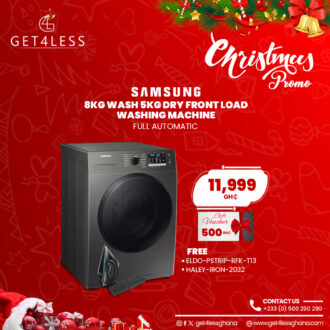 Samsung Front Load Washing Machine 8Kg Wash 5Kg Dry Front Load Full Automatic With Free Eldo Power Strip And Haley Steam Iron /500 GHc Gift Voucher