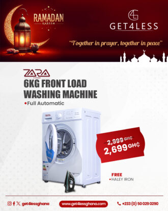 Zara Washing Machine 6KG Front Load Full Automatic White  with free Haley Steam Iron