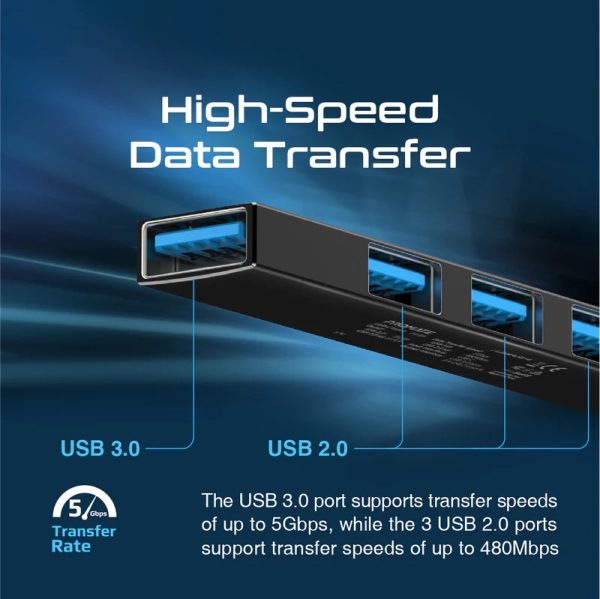 Promate USB-C Hub with 4 USB Ports, USB-C to USB-A Adapter - Image 5