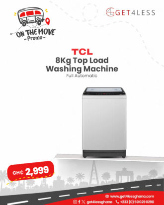 TCL Washing Machine 8Kg Top Load Full Automatic Silver