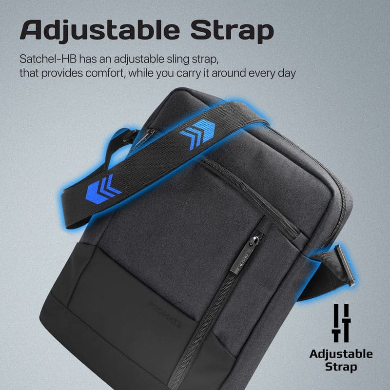 Promate Accented 13.3 Laptop and Tablet Handbag with Mulple Pocket, Black - Image 5