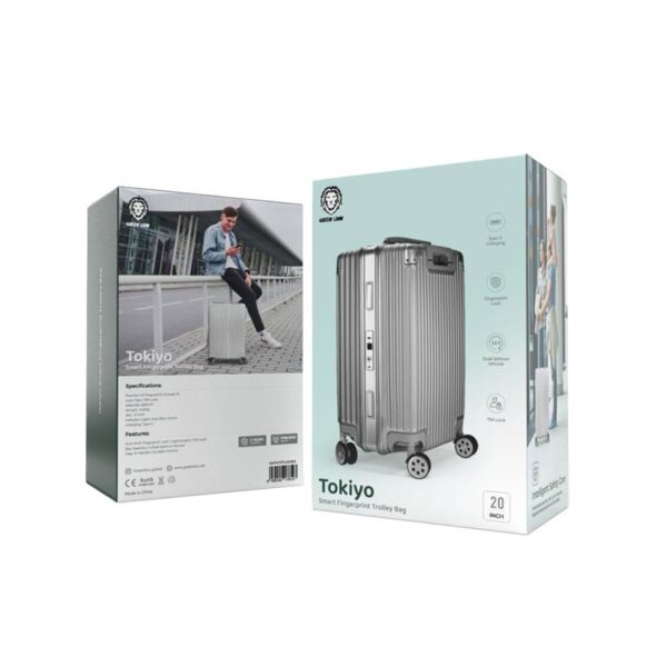 Green Lion Tokiyo Smart Fingerprint Trolley Bag Silver - Image 2