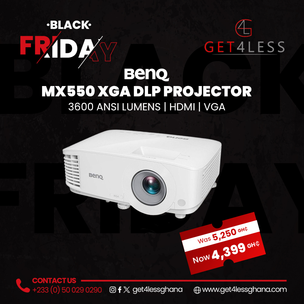 BenQ MX550 XGA DLP Projector High Brightness 3600 ANSI Lumens, High Contrast Ratio, Dual HDM