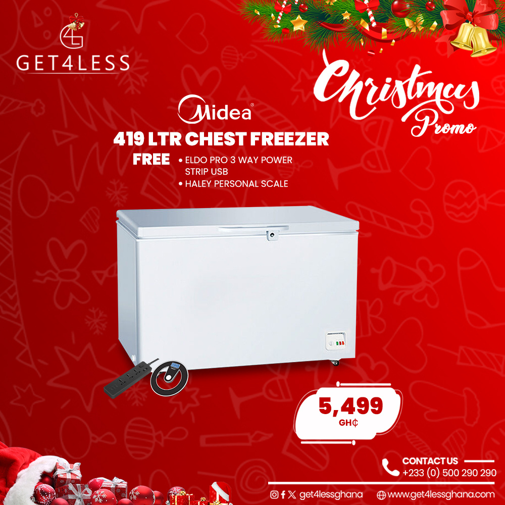 Midea Chest Freezer 419 Litres With Free Eldo Pro Power Strip And Halley Scale