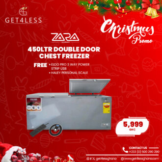 Zara Freezer 450 Litres Double Door Lock Light Silver with Free Haley scale and Eldo Power Strip