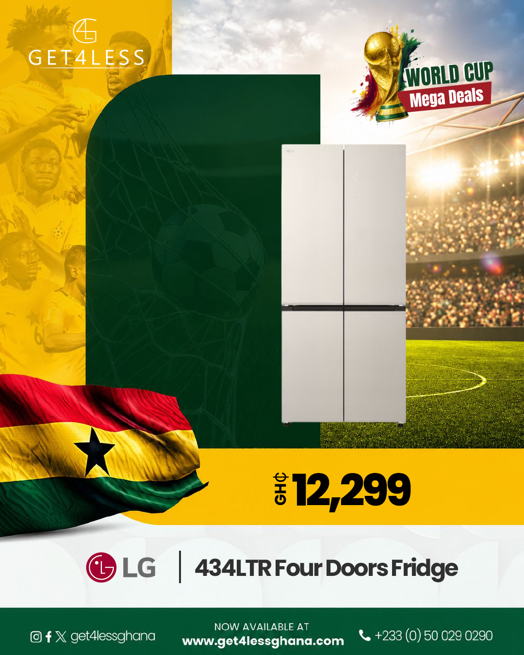 LG Fridge Four Doors 434LTR Silver Color