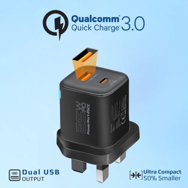 Promate Charging Kit Containing a 25W Wall Charger with 25W PD - Image 3