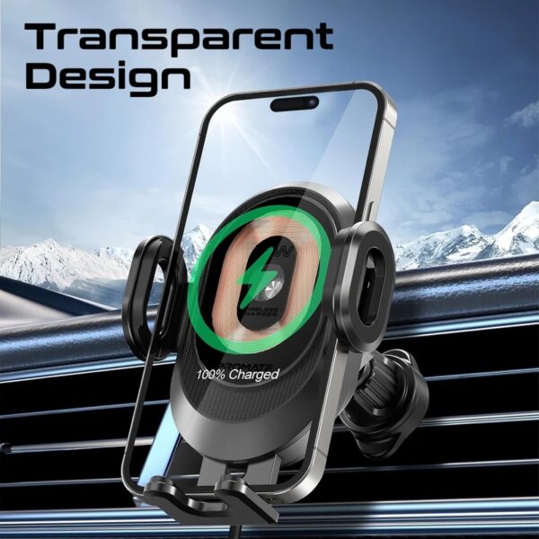 Promate 15W Transparent Motorized auto clamping Phone Charger - Image 2