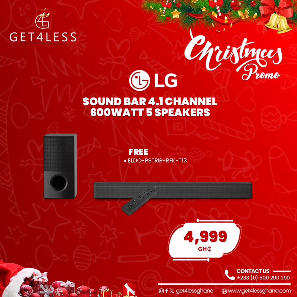 LG Sound Bar 4.1 Channels 600Watt 5 Speakers With Free Eldo Pro Power Strip