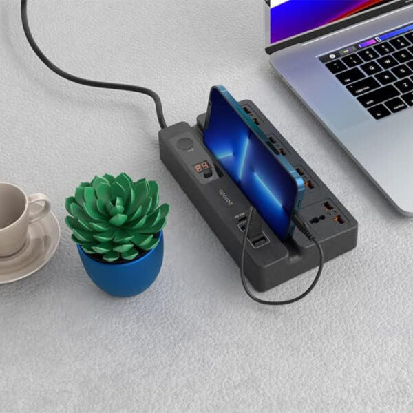 Porodo Multi-Function Socket with Phone Stand and Digital Timer - Image 2