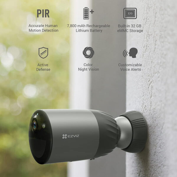 EZVIZ Bullet 4K WiFi Smart Camera with Battery - Image 3