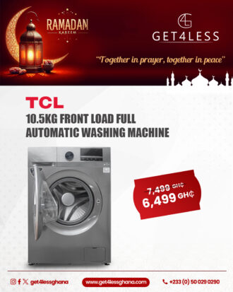 TCL Washing Machine Front Load Full Automatic 10.5 Kg Wash Silver