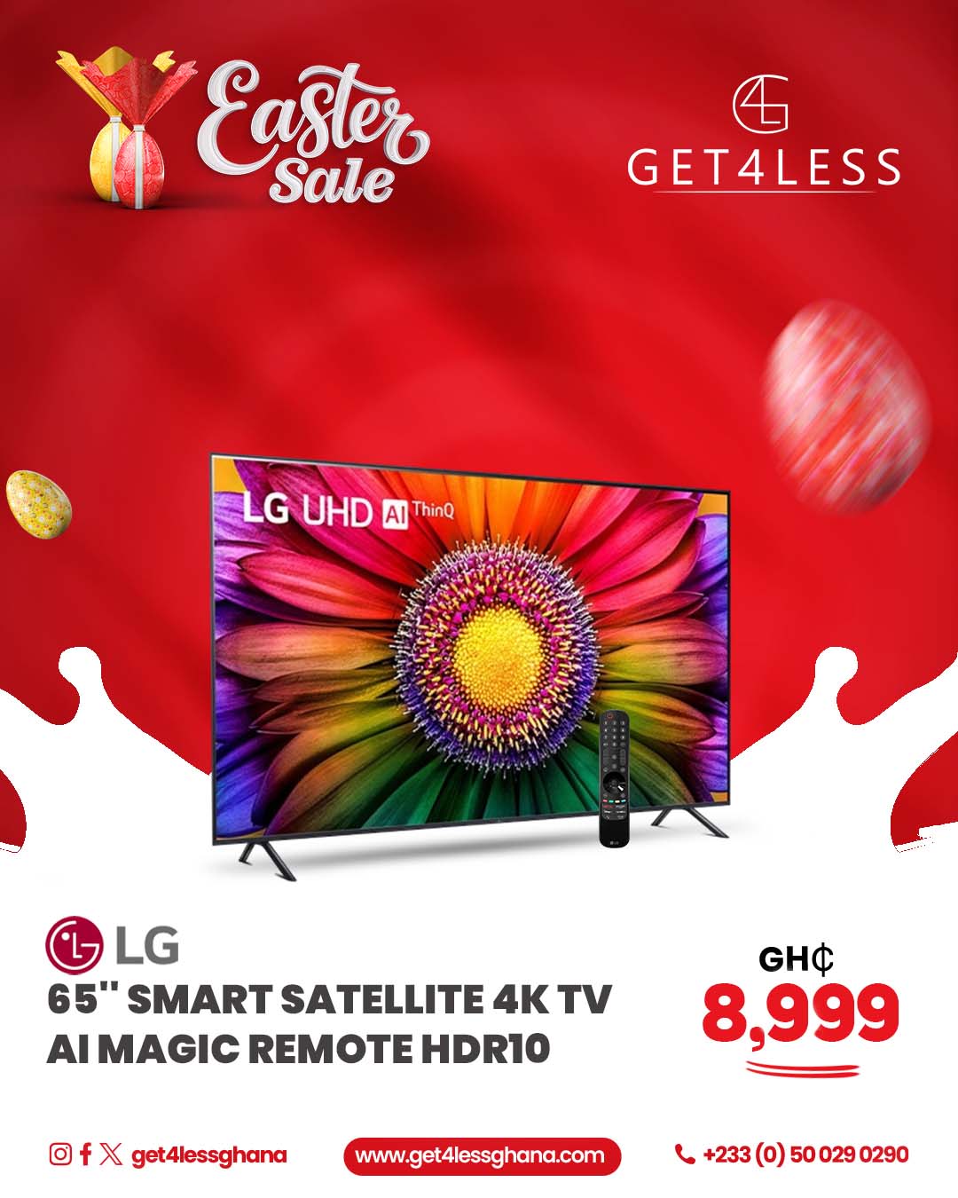 LG TV 65 Smart Satellite UHD 4K Magic Remote Control