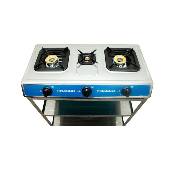 Nasco Gas Stove 3 Gas Burner Silver Colour Free Stand - Image 2