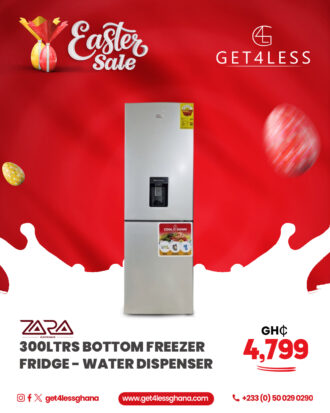 Zara Fridge Bottom Freezer 300 Ltrs Water Dispenser Silver