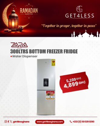 Zara Fridge Bottom Freezer 300 Ltrs Water Dispenser Silver