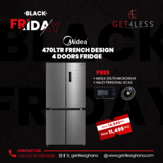 Midea Double Fridge 4 Doors Refrigerator 424 Ltr with Free Midea Microwave and Haley Personal Scale