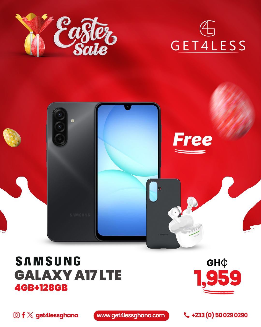 Samsung Galaxy A17 LTE 128 GB 4GB RAM with Free Cover and Wireless Earbuds