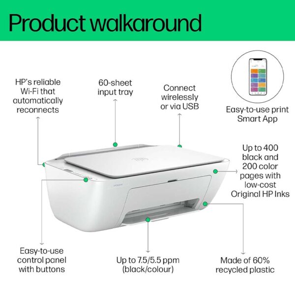 HP Deskjet Ink Advantage 2875 Color|Wireless|Print|Scan|Copy|653 Ink - Image 3