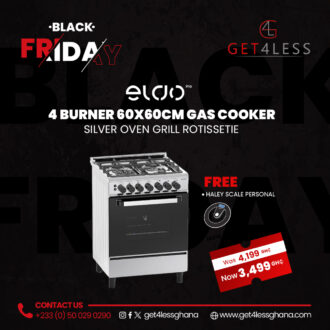Eldo Gas Cooker 4 Burner 60x60cm Silver Oven Grill Rotisserie with Free Haley Scale Personal