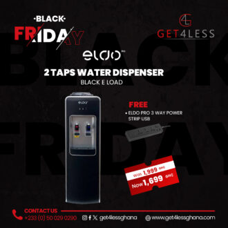 Eldo Water Dispenser e Load 2 Taps Black with Free Eldo Pro Power Strip ELDO-PSTRIP-RFK-T13