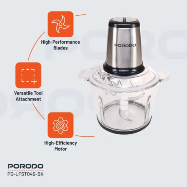 Porodo Lifestyle  3L Chopper 400W - Black - Image 3