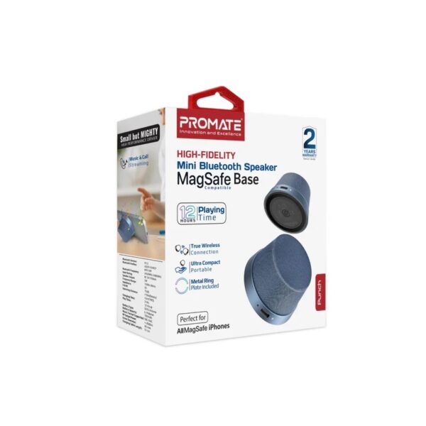 Promate 3W Mini Bluetooth Speaker with Magnetic Base 10hrs Playtime - Image 2