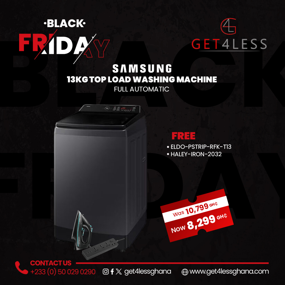 Samsung Washing Machine 13Kg Top Load Full Automatic with Free Eldo Power Strip RFK-T13 and Haley Iron HY-2032