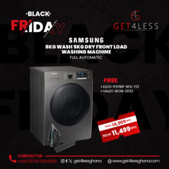 Samsung Front Load Washing Machine 8Kg Wash 5Kg Dry Front Load Full Automatic with Free Eldo Power Strip RFK-T13 and Haley Iron HY-2032