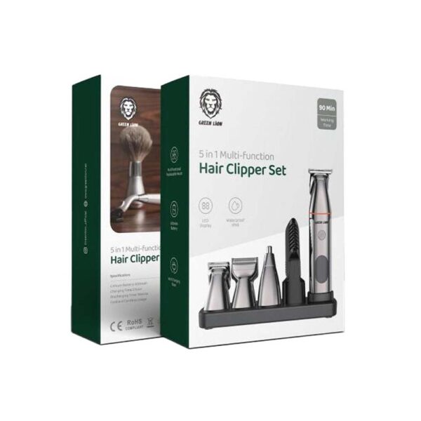Green Lion 5 in 1 Multi-Function Hair Clipper Set 600mAh - Black - Image 3