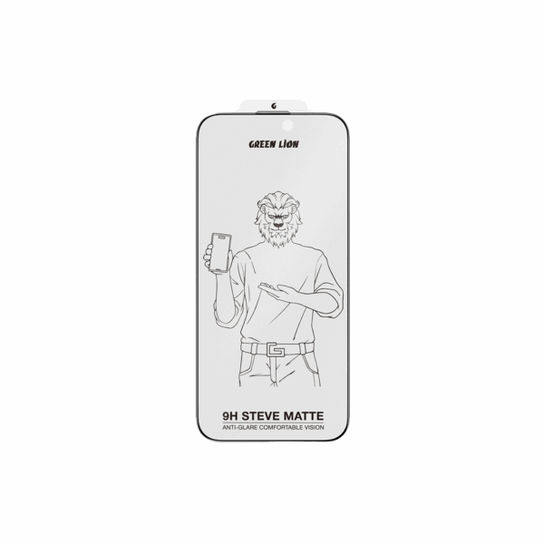 Green Lion 9H Steve Matte AR Glass Protector for iPhone 16 Pro - Clear - Image 3