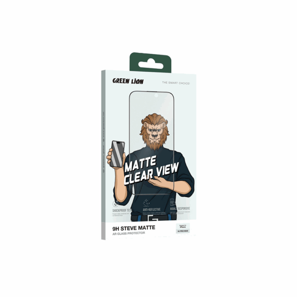 Green Lion 9H Steve Matte AR Glass Protector for iPhone 16 Pro - Clear - Image 4