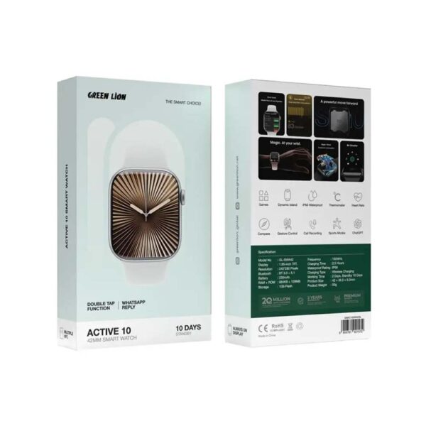 Green Lion Active 10 42mm Smart Watch - Silver - Image 2
