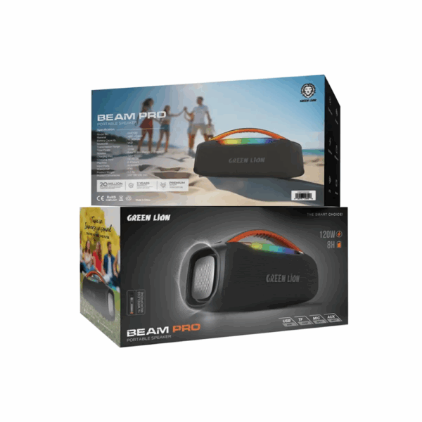 Green Lion beam Pro Speaker with Microphone 120W - Black - Image 2