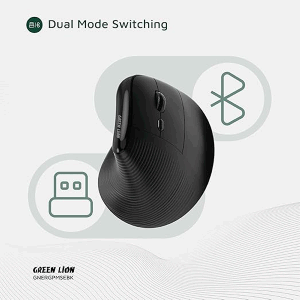 Green Lion Ergo Grip Vertical Mouse - Black - Image 2