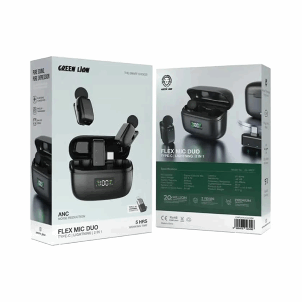 Green Lion Flex Mic Duo Type C to Lightning 2 in 1 - Black - Image 2