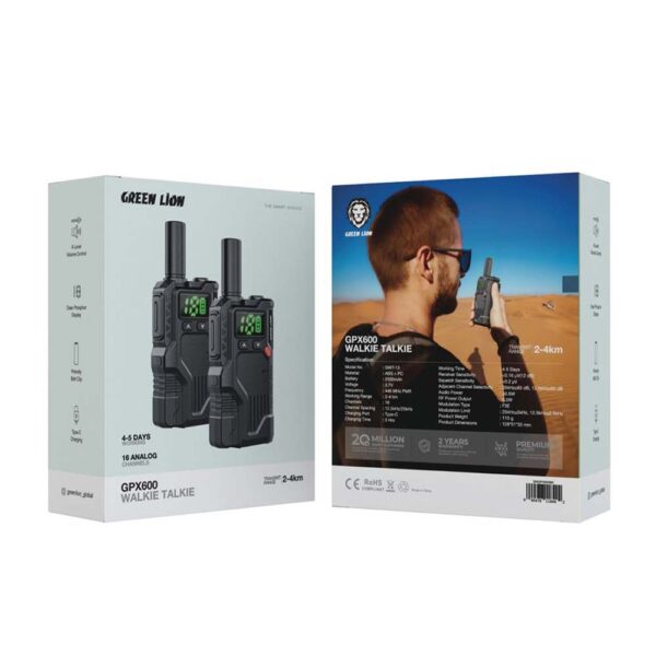Green Lion GPX600 Walkie Talkie - Black - Image 2