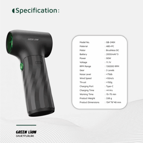 Green Lion Jetflow Air Blower - Black - Image 3