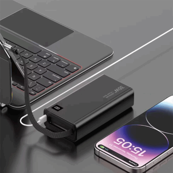 Green Lion Retractable Power Bank 35W 20000mAh - Black - Image 3