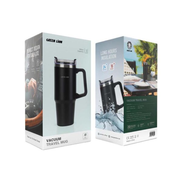 Green Lion Vacuum Travel Mug - Black - Image 2