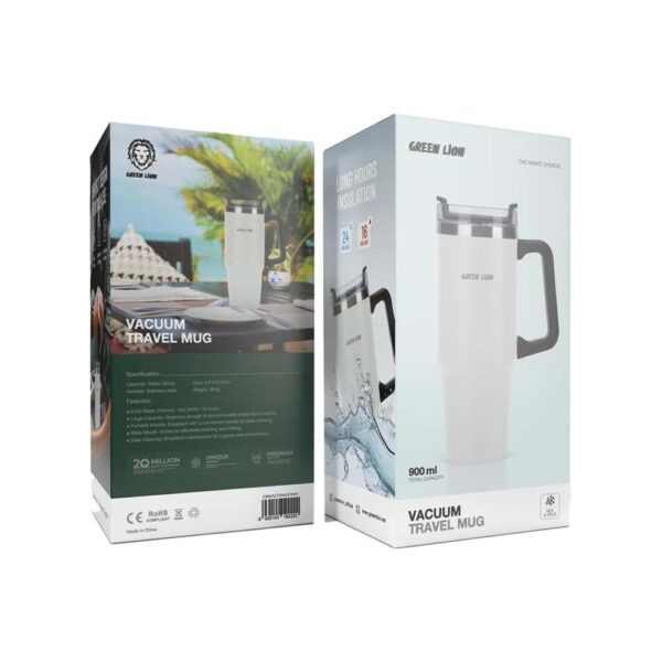 Green Lion Vacuum Travel Mug - White - Image 2