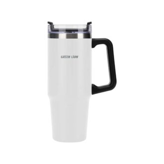 Green Lion Vacuum Travel Mug - White