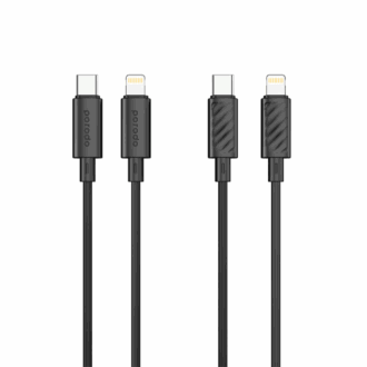 Porodo Blue 20W PD Type C to Lightning PVC Cable 1.2M - Black