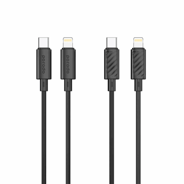 Porodo Blue 20W PD Type C to Lightning PVC Cable 1.2M - Black