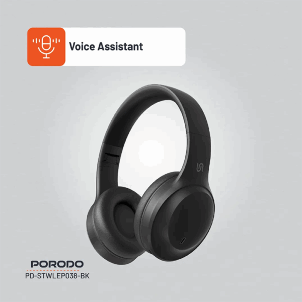 Porodo Soundtec Wireless Headphones - Black - Image 3