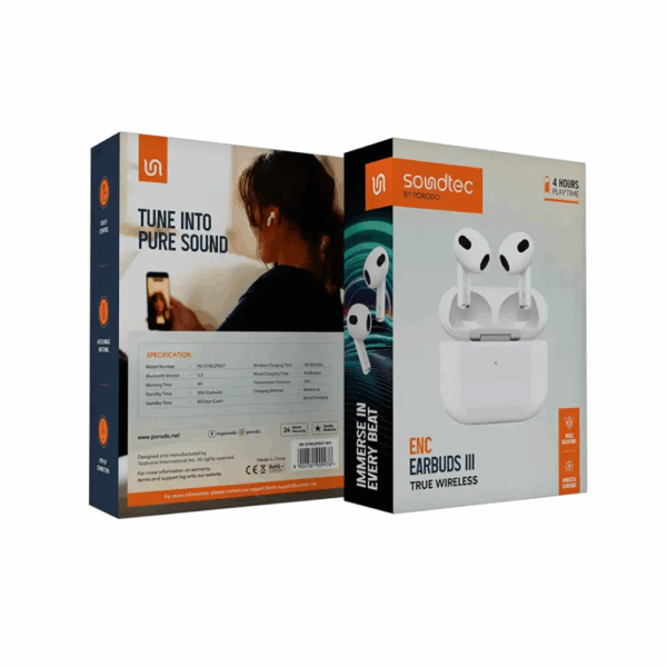 Porodo Soundtec ENC Airpods 3 - White - Image 2
